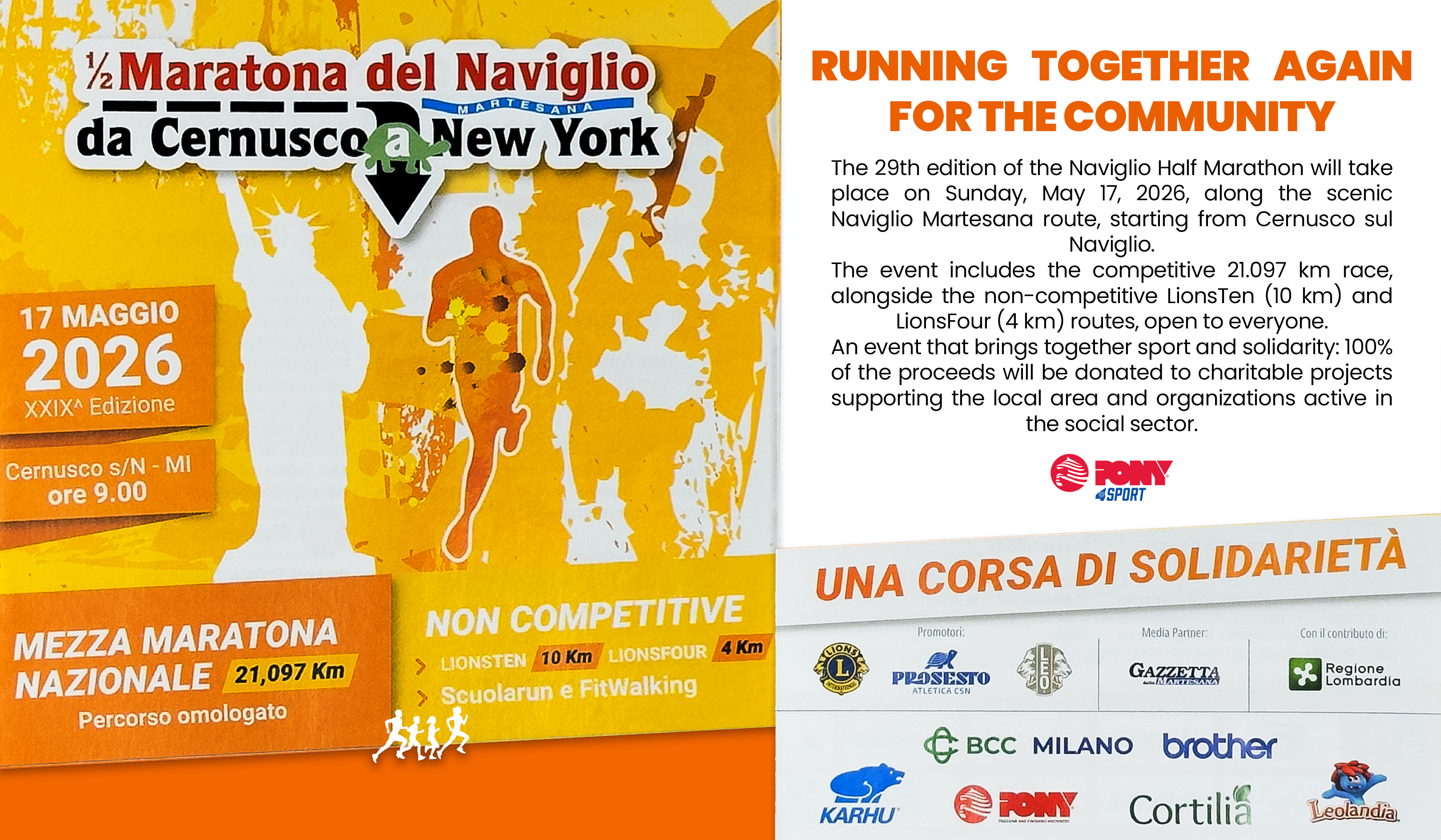 Naviglio Half Marathon: renewed support for an event that unites sport, territory and solidarity