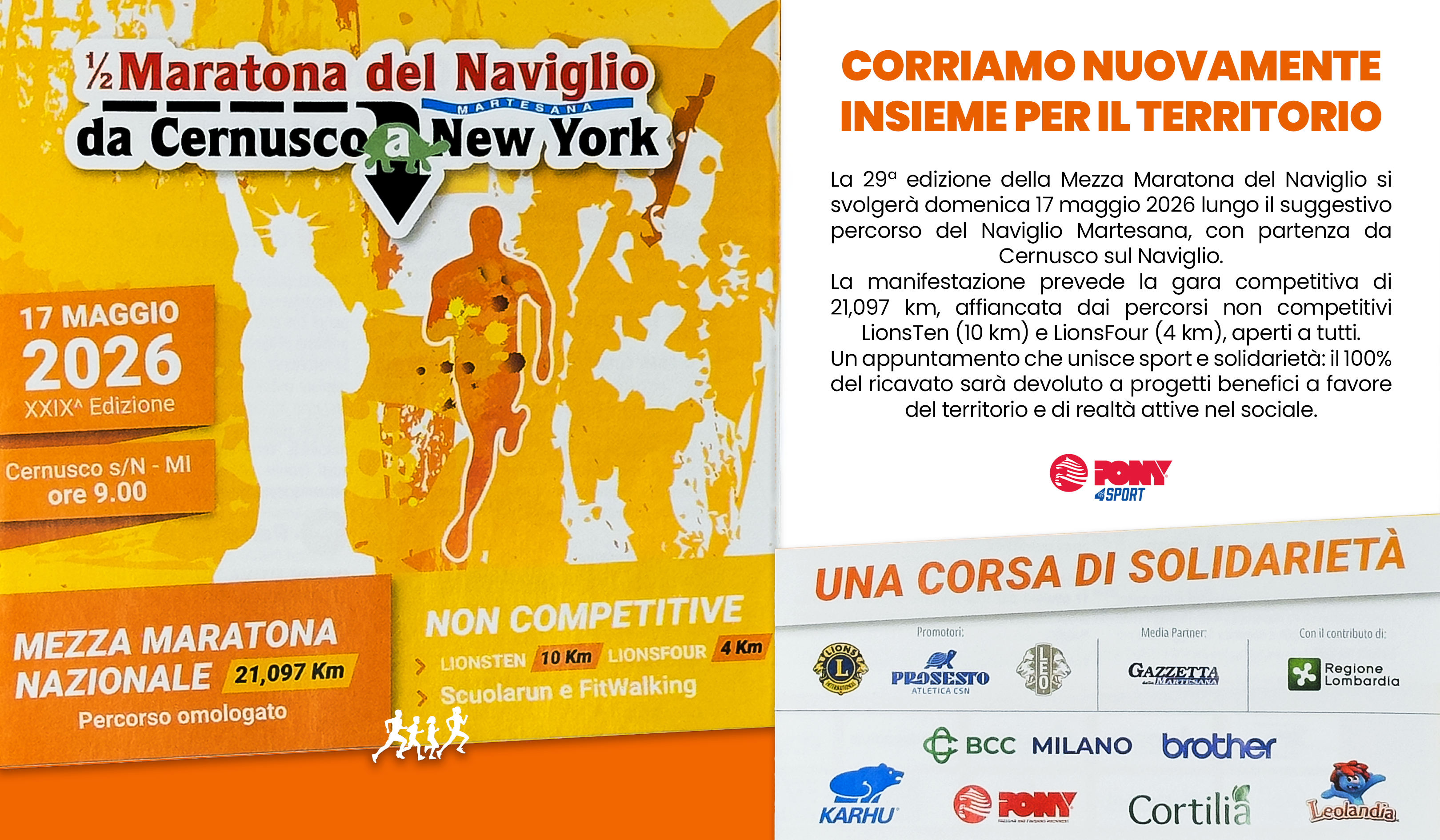 Mezza Maratona del Naviglio: rinnovato il sostegno a un evento che unisce sport, territorio e solidarietà