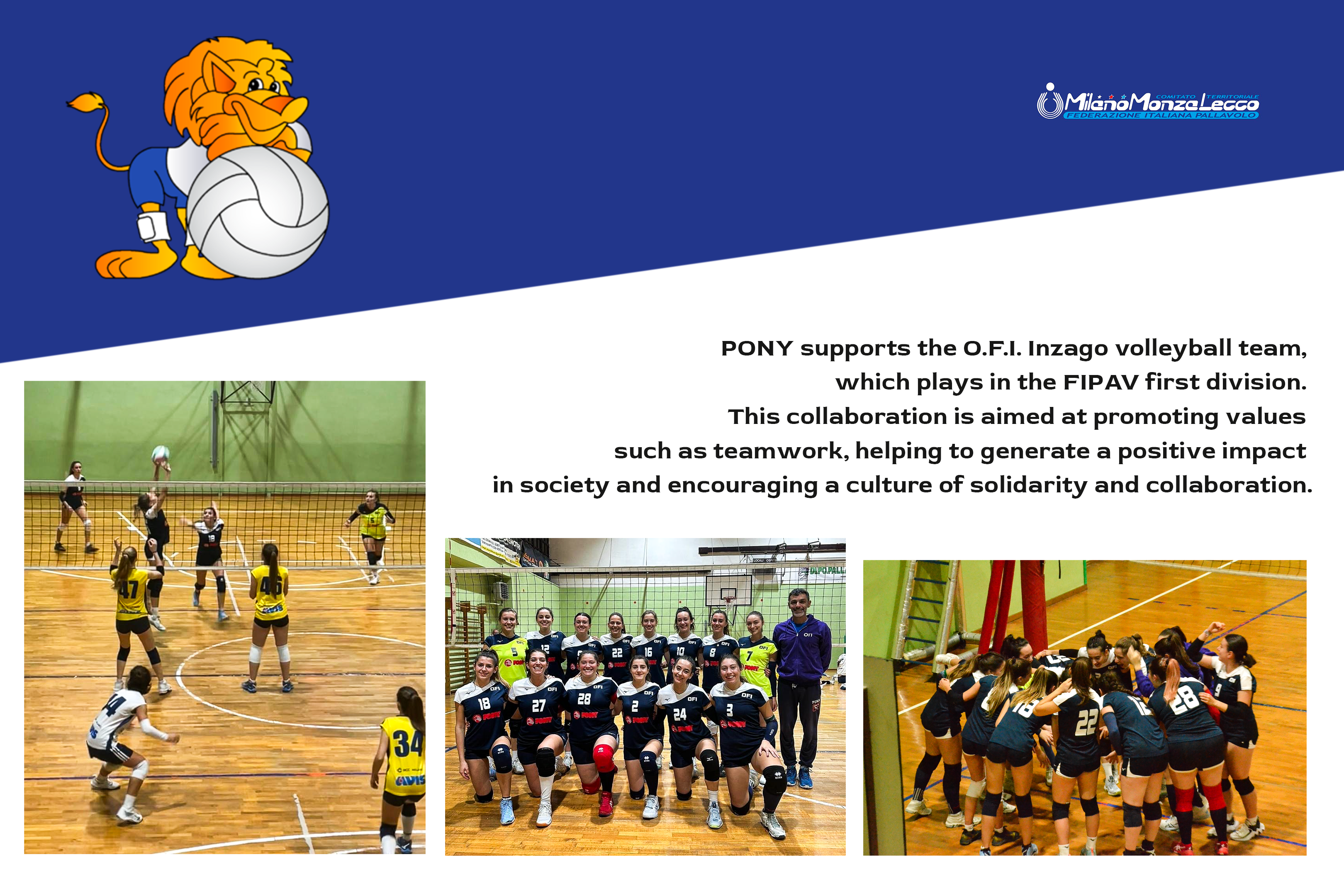 PONY supports the O.F.I. Inzago volleyball team
