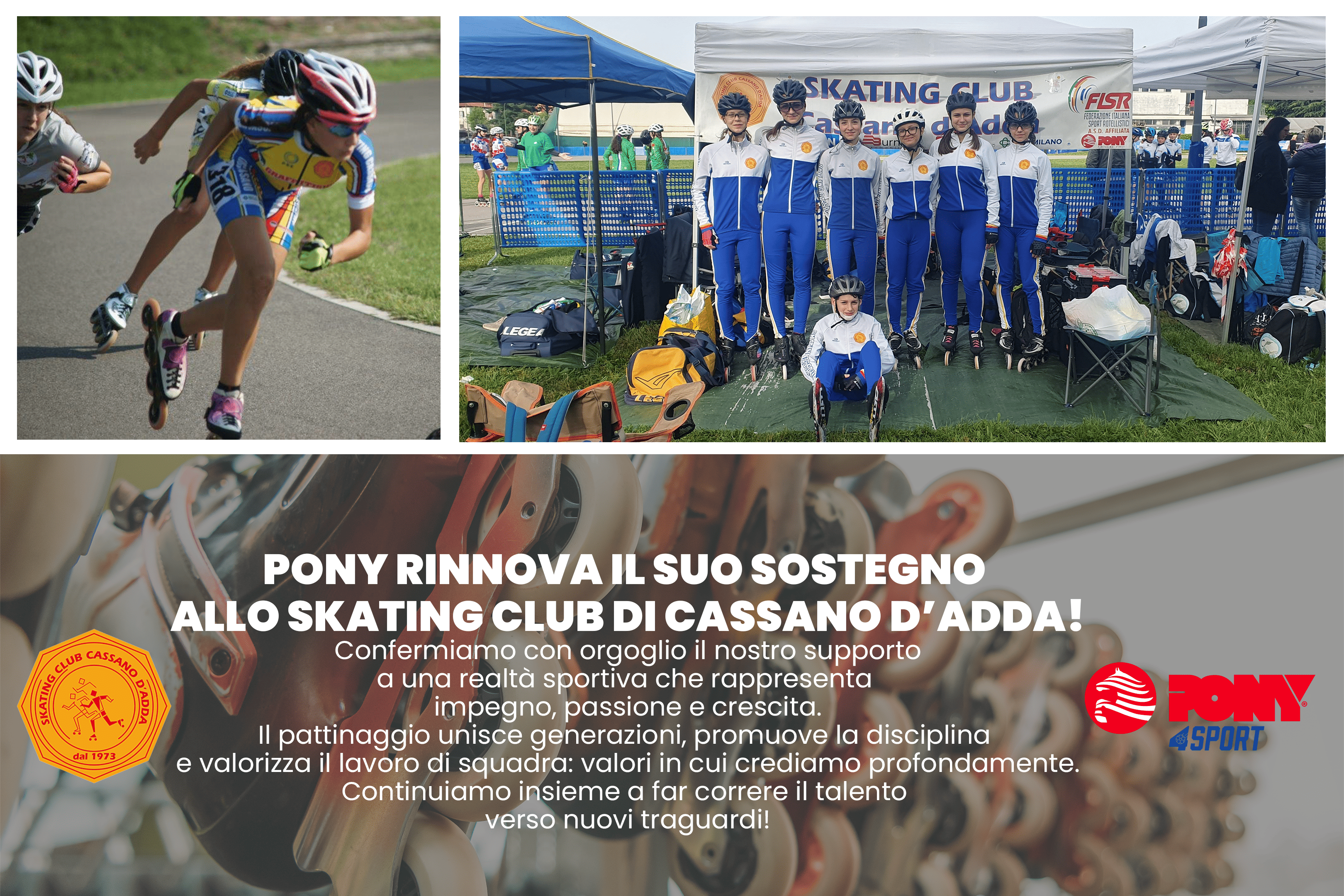 PONY rinnova il sostegno allo Skating Club di Cassano d’Adda: un impegno che continua
